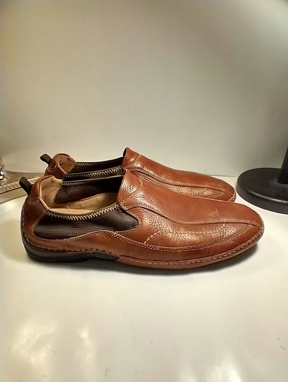 Johnston & Murphy Brown Leather Driving Slip On Loafers Men's sz 13M. - Picture 2 of 12
